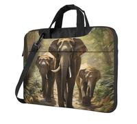 ZTPOWQA - Bolsa portátil con diseño de elefantes asiáticos para ordenador portátil, con un solo hombro, para oficina, negocios, viajes diarios, Black, 15.6 pulgadas