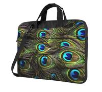 ZTPOWQA Bolsa portátil con estampado de pavo real para laptop, de un solo hombro, para oficina, negocios, viajes diarios, Black, 13 inch