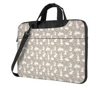 ZTPOWQA Bolsa portátil de un solo hombro con estampado floral de conejo de Pascua para oficina, negocios, viajes diarios, Black, 15.6 inch