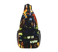 ZTPOWQA Bolso cruzado unisex con estampado de llamas de bombero, correa de hombro ligera para viajes, senderismo, mochila de día