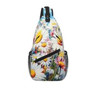 ZTPOWQA Bolso cruzado unisex con estampado de margaritas florales de verano, correa de hombro ligera para viajes, senderismo