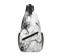 ZTPOWQA Bolso cruzado unisex con estampado de mármol negro y blanco, correa de hombro ligera para viajes, senderismo