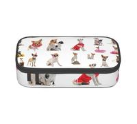 ZTPOWQA Bonito estuche con estampado de carlino chihuahua, funcional, elegante, para adolescentes, niñas, adultos, escuela, universidad, uso diario