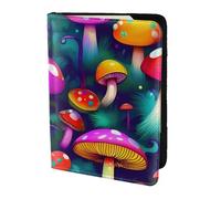 ZTPOWQA Bright Mushrooms - Funda de piel con diseño de setas, para hombre y mujer, pasaporte, documento de viaje, elegante y seguro, Black, Talla única