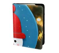 ZTPOWQA Caja de cartón de Navidad con estampado de muñeco de nieve para hombres y mujeres, pasaporte, documento de viaje, elegante, seguro, funda de piel, accesorio, Black, Talla única