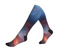 ZTPOWQA Calcetines de viaje con estampado de dragón mágico para hombres y mujeres, calcetines atléticos para atletas y vuelos largos, 2 Negro-2, Altoa única