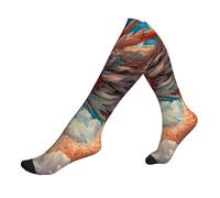 ZTPOWQA Calcetines deportivos con estampado de escamas de dragón mágico en 3D para hombres y mujeres, calcetines deportivos para atletas y vuelos largos, 1 negro., Altoa única