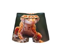 ZTPOWQA Calzoncillos para hombre con estampado de geco de leopardo arena, transpirable, suave, cómodo, para uso diario, deportes y regalos