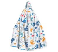 ZTPOWQA Capa con capucha con estampado creativo de elementos de hockey para carnaval, bruja, fiesta de máscaras, festival, cosplay, capa