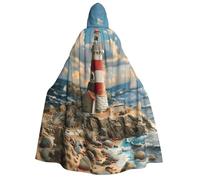 ZTPOWQA Capa con capucha para adultos, disfraz de The Seaside Lighthouse para cosplay, carnaval, fiesta de máscaras, festival, bata de temporada