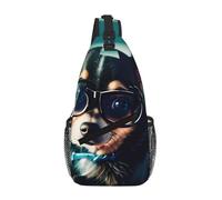 ZTPOWQA Chihuahua - Bolso cruzado unisex con estampado de gafas de perro, correa de hombro ligera para viajes, senderismo