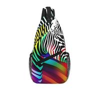 ZTPOWQA Colorido bolso cruzado unisex con estampado de cebra arcoíris y correa de hombro ligera para viajes, senderismo