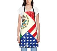 ZTPOWQA Delantal de cocina con estampado de bandera mexicana americana para adultos, impermeable, reutilizable, cocina, hornear, jardinería, pintura diaria