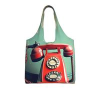 ZTPOWQA England UK Retro London - Bolsa de lona extragrande con impresión de teléfono de Londres, ecológica, bolsa de hombro para compras, viajes, uso diario