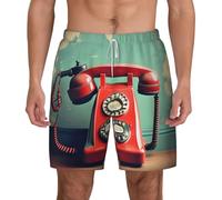 ZTPOWQA England UK Retro London Telephone Print - Bañador para hombre, secado rápido, ligero, para vacaciones, actividades al aire libre, traje de baño, blanco, XL corto