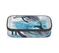 ZTPOWQA Estuche con estampado de delfín oceánico mirando a ti, funcional, elegante, para adolescentes, niñas, adultos, escuela, universidad, uso diario