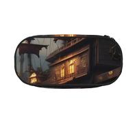 ZTPOWQA Estuche funcional con diseño de barco pirata de fantasía, ideal para escuela, viajes, oficina, uso práctico, Black, Talla única, Organizador de bolsas