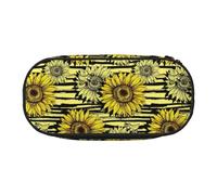 ZTPOWQA Estuche funcional con estampado de flores de sol de abejas para la escuela, viajes, oficina, uso práctico, Black, Talla única, Organizador de bolsas