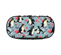 ZTPOWQA Estuche funcional con estampado de pingüinos con texto en inglés "I Love Penguins", ideal para la escuela, viajes, oficina, uso práctico, Black, Talla única, Organizador de bolsas