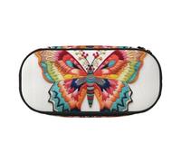 ZTPOWQA Estuche para lápices con bordado colorido y estampado de mariposas a la moda, bolsa funcional para bolígrafos, escuela, viajes, oficina, uso cómodo, Black, Talla única, Organizador de bolsas