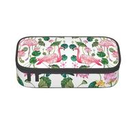 ZTPOWQA Estuche para lápices con estampado de hojas redondas y flamenco, elegante, para adolescentes, niñas, adultos, escuela, universidad, uso diario