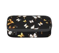 ZTPOWQA Estuche para lápices con estampado de mariposas blancas y doradas, funcionales, elegantes, para adolescentes, niñas, adultos, escuela, universidad, uso diario