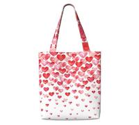 ZTPOWQA Falling Red Hearts - Bolsa de hombro de lona con estampado de corazones rojos de gran capacidad, para compras, uso diario, aventuras de fin de semana
