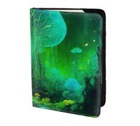 ZTPOWQA Funda de piel con estampado de hongos mágicos para hombre y mujer, para pasaporte, documentos de viaje, elegante y segura, Black, Talla única