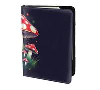 ZTPOWQA Funda de piel con estampado de hongos mágicos para hombre y mujer, para pasaporte, documentos de viaje, elegante y segura, Black, Talla única