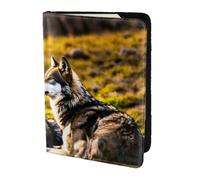 ZTPOWQA Funda de piel con estampado de lobos para hombre y mujer, Black, Talla única