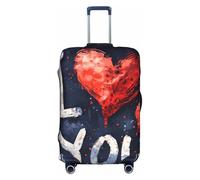ZTPOWQA Funda decorativa para equipaje de viaje, con cremallera oculta, antiarañazos, a prueba de polvo y texto en inglés "I Love You Words with Hearts", White, L