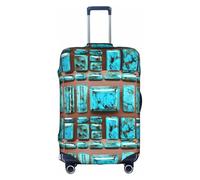 ZTPOWQA Funda decorativa para equipaje de viaje, con cremallera oculta, antiarañazos, a prueba de polvo y azul aguamarina brillante, White, L