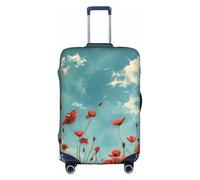 ZTPOWQA Funda decorativa para equipaje de viaje con estampado de amapolas en cielo azul, con cremallera oculta, antiarañazos, a prueba de polvo, White, M