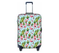 ZTPOWQA Funda decorativa para equipaje de viaje con estampado de cactus y flamencos, con cremallera oculta, antiarañazos, a prueba de polvo, White, L