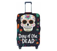 ZTPOWQA Funda decorativa para equipaje de viaje con estampado de calaveras de flores coloridas, con cremallera oculta, antiarañazos, a prueba de polvo, White, M