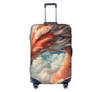 ZTPOWQA Funda decorativa para equipaje de viaje con estampado de escamas de dragón mágico en 3D, con cremallera oculta, antiarañazos, a prueba de polvo, White, S