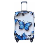 ZTPOWQA Funda decorativa para equipaje de viaje con estampado de mariposas azules, con cremallera oculta, antiarañazos, a prueba de polvo, White, S