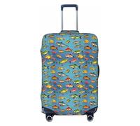 ZTPOWQA Funda para maleta lavable con estampado de cebo de pesca, protector de equipaje personalizado elástico antiarañazos, Black, S