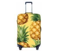 ZTPOWQA Funda para maleta lavable con estampado de piña amarilla, protector de equipaje personalizado elástico antiarañazos, Black, L