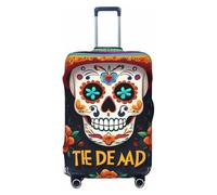 ZTPOWQA Funda protectora de equipaje lavable con estampado de calaveras de flores coloridas, protector de equipaje personalizado y elástico antiarañazos, Black, M