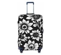 ZTPOWQA Funda protectora de equipaje lavable con estampado en blanco y negro para viaje, elástica, antiarañazos, Black, S