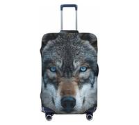 ZTPOWQA Funda universal elástica para maleta, accesorio de viaje, con estampado de lobo de ojos azules, Black, L, Equipaje de mano