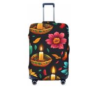 ZTPOWQA Funda universal elástica para maleta, accesorio de viaje, diseño de calaveras de flores coloridas, Black, M, Equipaje de mano