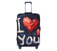 ZTPOWQA Funda universal elástica para maleta, con texto en inglés "I Love You Words with Hearts", Black, L, Equipaje de mano