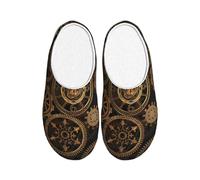 ZTPOWQA Gears Clock - Zapatillas lavables con diseño de bronce con estampado de siglo, prácticas y antibolitas, para mujeres y hombres, suela TPR para interiores y exteriores