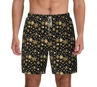 ZTPOWQA Golden Christmas Snowflakes - Bañador para hombre, secado rápido, ligero, para vacaciones, actividades al aire libre, traje de baño, blanco, M corto