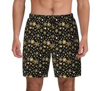 ZTPOWQA Golden Christmas Snowflakes - Bañador para hombre, secado rápido, ligero, para vacaciones, actividades al aire libre, traje de baño, Negro, XXL corto