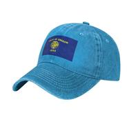 ZTPOWQA Gorra de béisbol lavada con estampado de la bandera del estado de Oregon para hombre y mujer, para exteriores, transpirable, casual, ligera, gorra de viaje, azul, Talla única