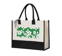 ZTPOWQA Hawaii - Bolsa de lona con estampado de flores para mujer, gran capacidad, para playa, viajes, oficina, compras