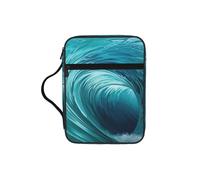 ZTPOWQA Hermosa bolsa de almacenamiento de la Biblia con estampado de olas del océano para hombres, mujeres, pastores, impermeable, organizador de escrituras